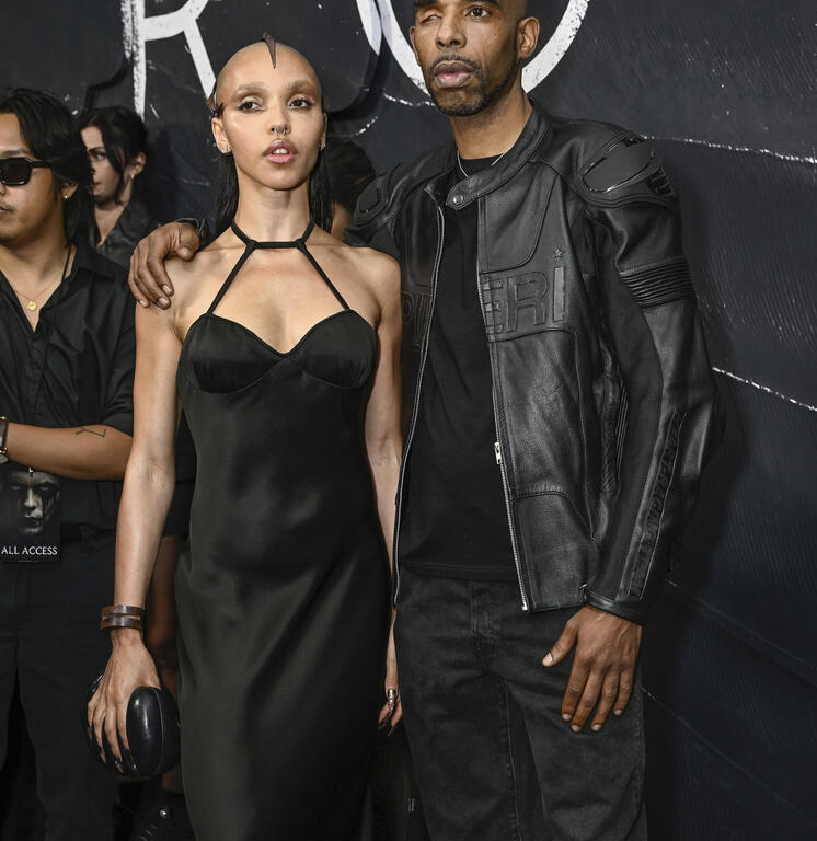 FKA twigs, left, and Trigga attend "The Crow" world premiere in New York.