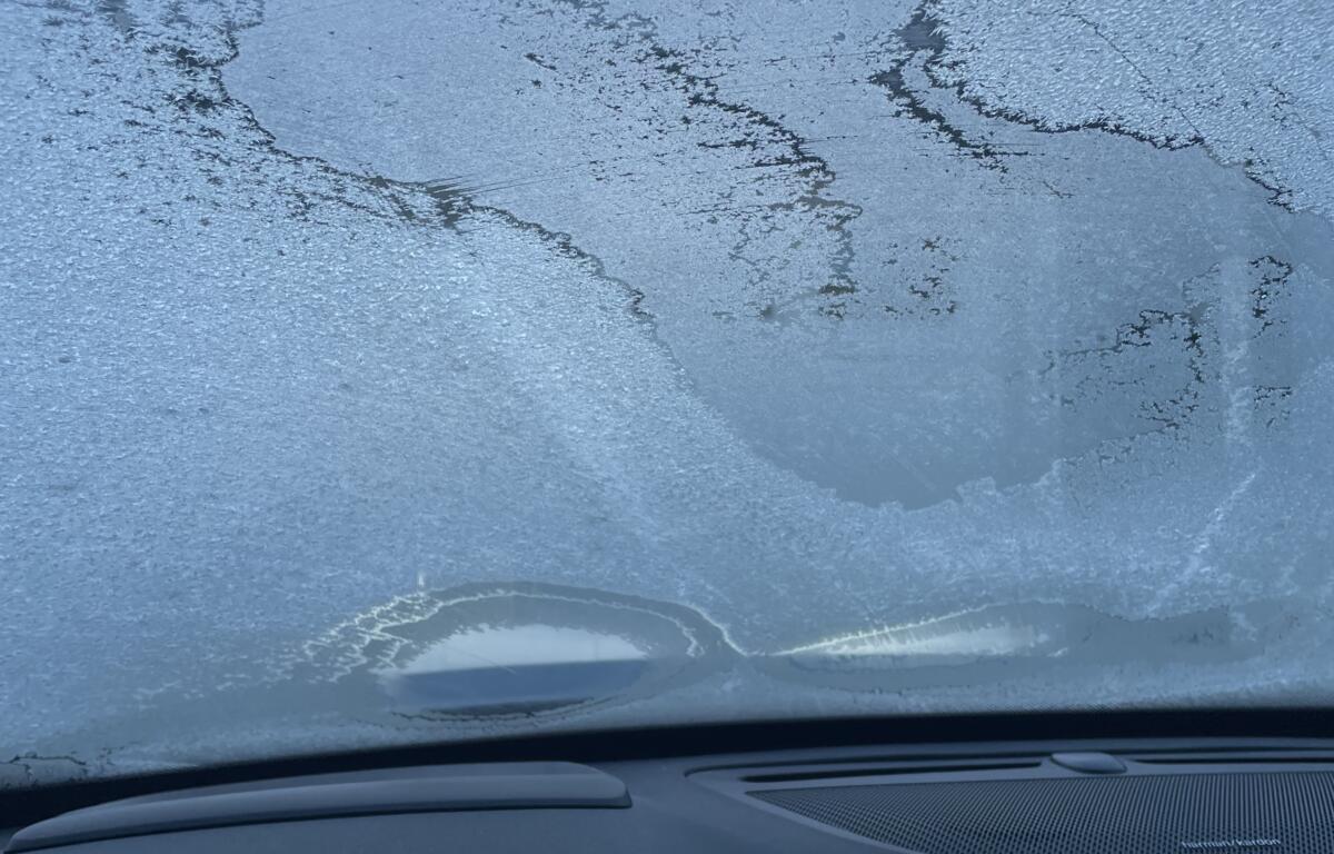 Ice on a windshield