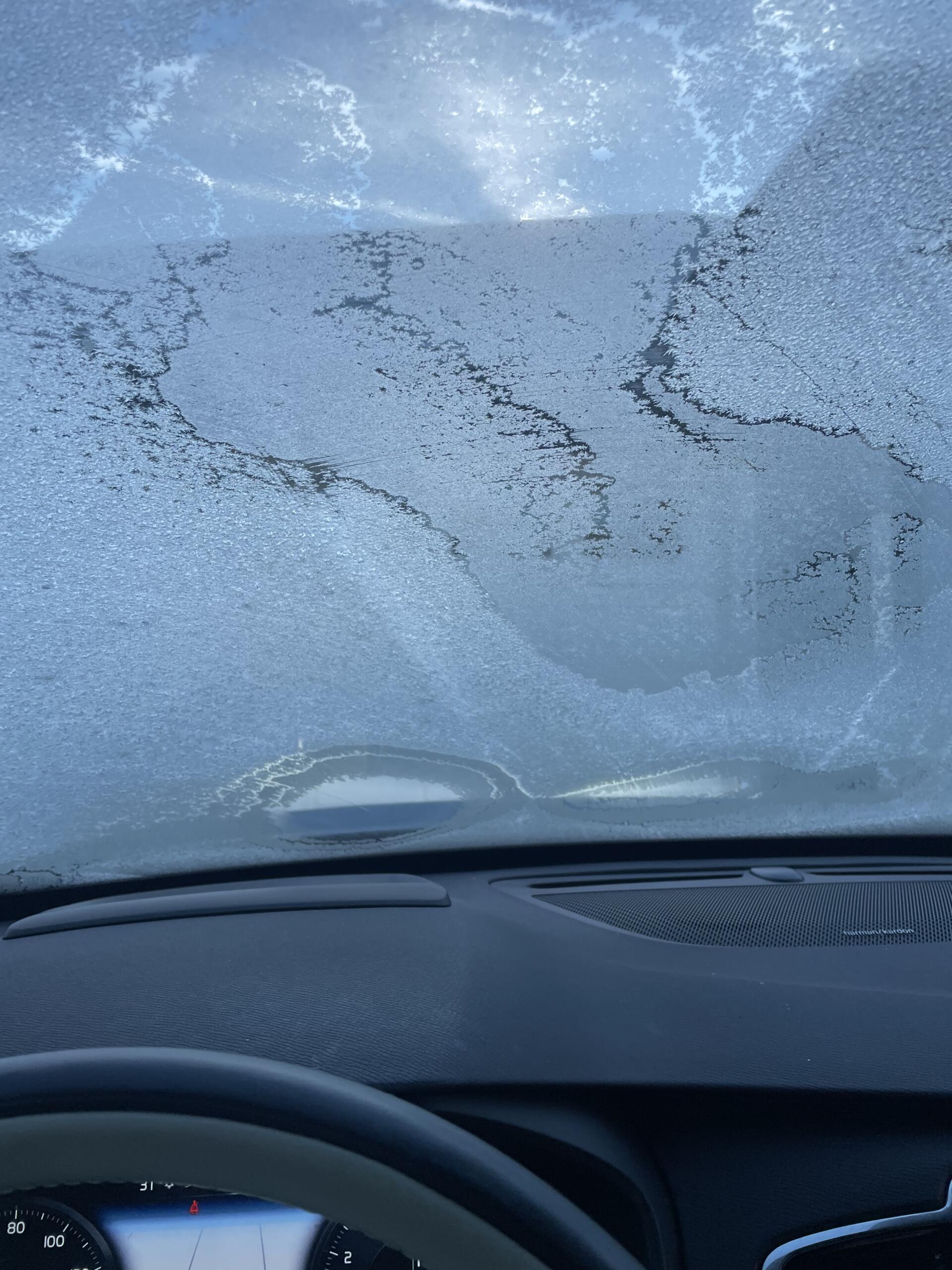 Ice on a windshield