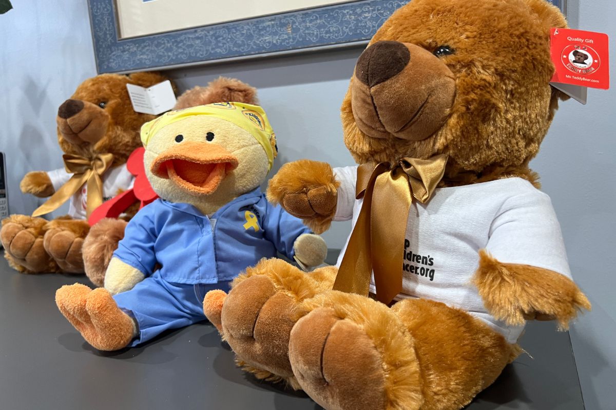 A $40 donation provides a teddy bear or chemo duck to comfort a child undergoing cancer treatment at UF Health Shands Children's Hospital.