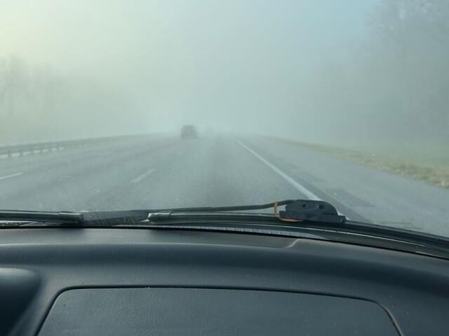 Dense fog limits visibility on I-75 near Ocala, Fla., early Monday, April 7, 2025. Motorists were urged to drive with caution as low visibility affected morning commutes across the region.