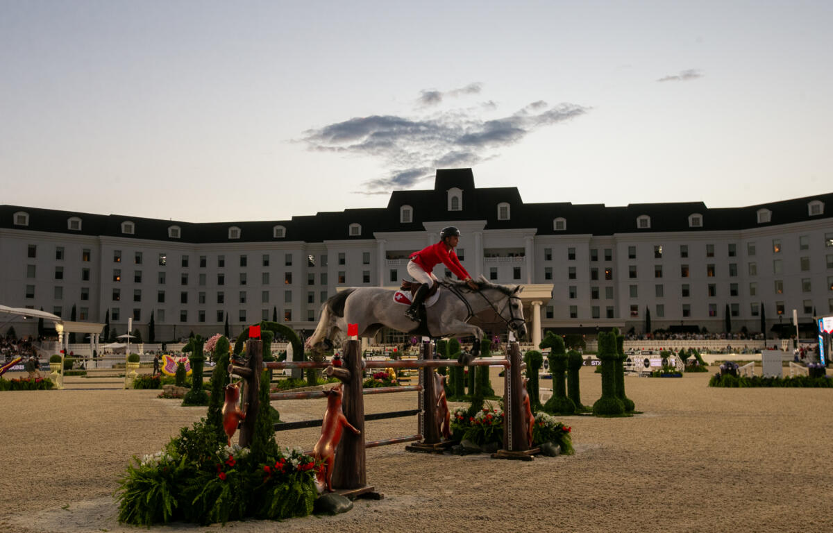 Uri Mansur jumps during the second round of the Longines League of Nations at the World Equestrian Center in Ocala, FL, on Saturday, March 23, 2024.