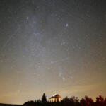 Night sky is illuminated during the annual Geminids meteor shower. This photo taken in Minsk, Belarus, on Dec. 13, 2017.