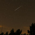 In this long exposure photo, a streak appears in the sky during the annual Perseid meteor shower as seen near Madrid, Spain.