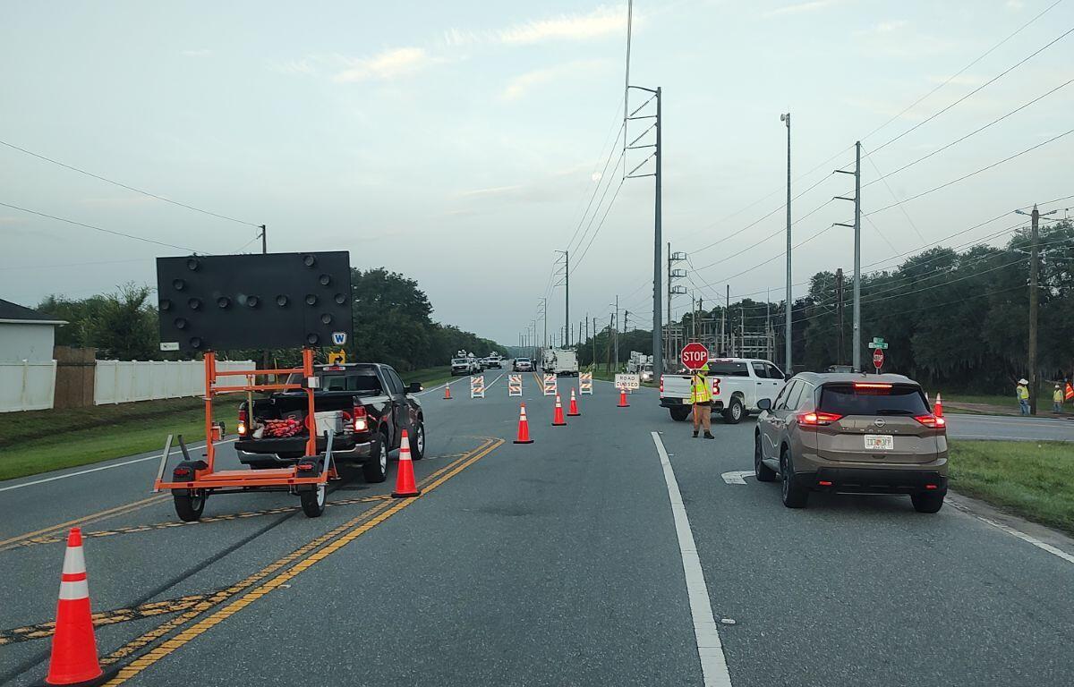 Image shows emergency crews blocking County Road 44 in Grand Island due to a transformer fire.