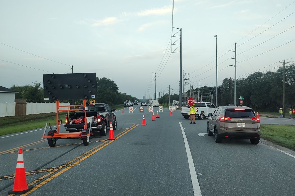 Image shows emergency crews blocking County Road 44 in Grand Island due to a transformer fire.