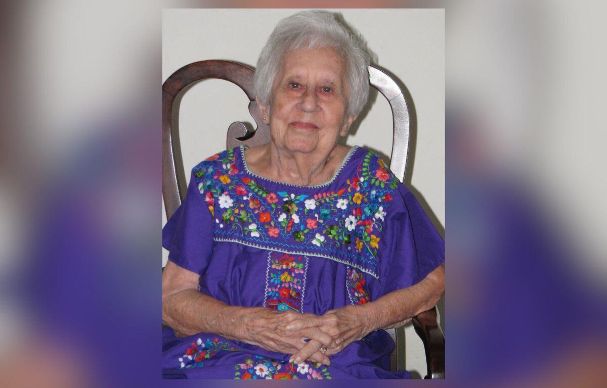 Photo of Lila Leach seated. She was killed in 2010.