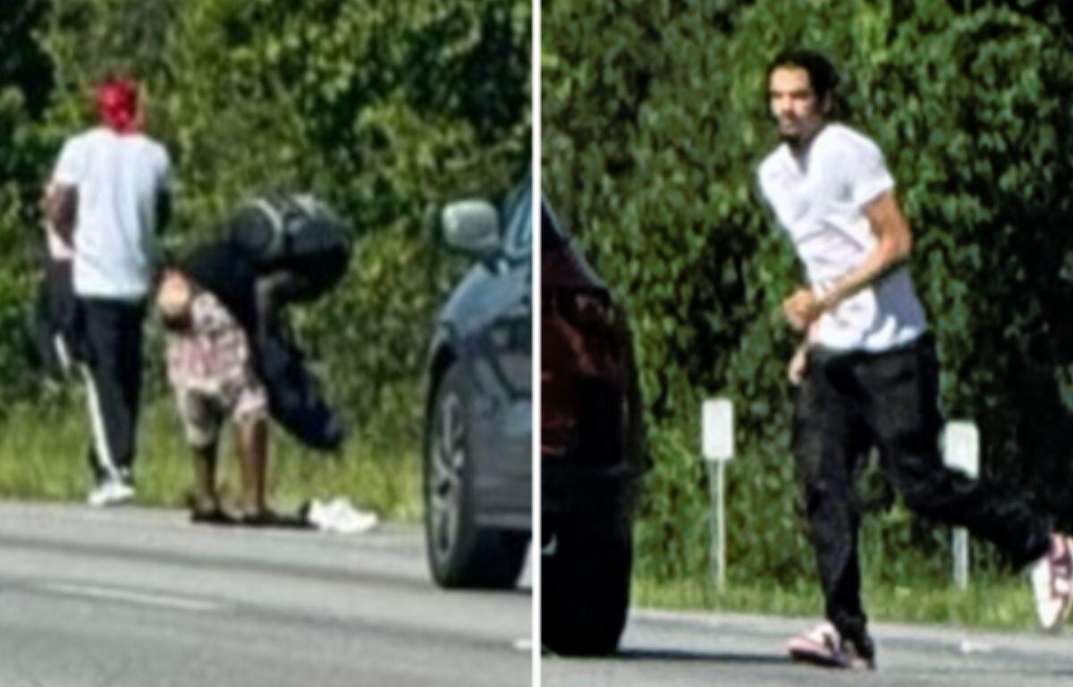 Images of three men from dashcam video wanted in a hit-and-run on Interstate 4.