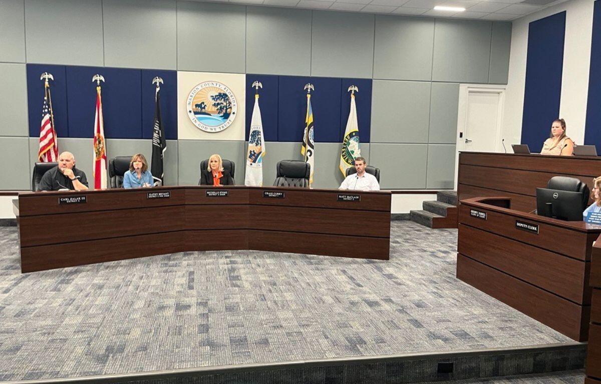 Image shows the Marion County Board of County Commissioners at an emergency meeting on Friday, August 2, 2024.