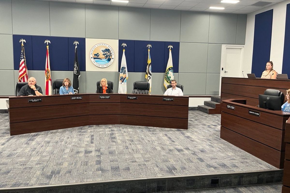 Image shows the Marion County Board of County Commissioners at an emergency meeting on Friday, August 2, 2024.