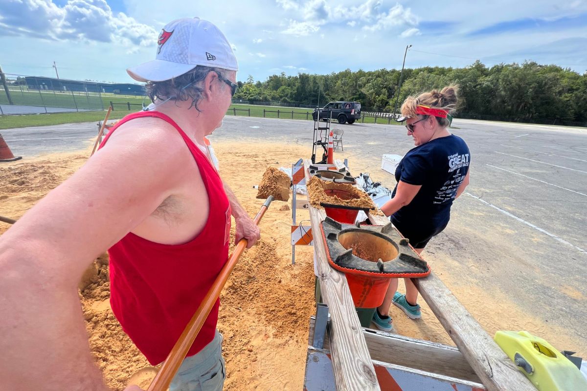 Image of a self-serve sandbag location as residents across North Central Florida prepare for heavy rain and potential flooding.