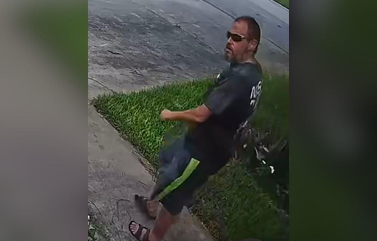 Photo shows man captured on security camera who is wanted in bike theft.