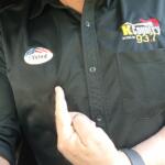 93.7 K-Country's Lewis Stokes shows off his "I voted sticker."