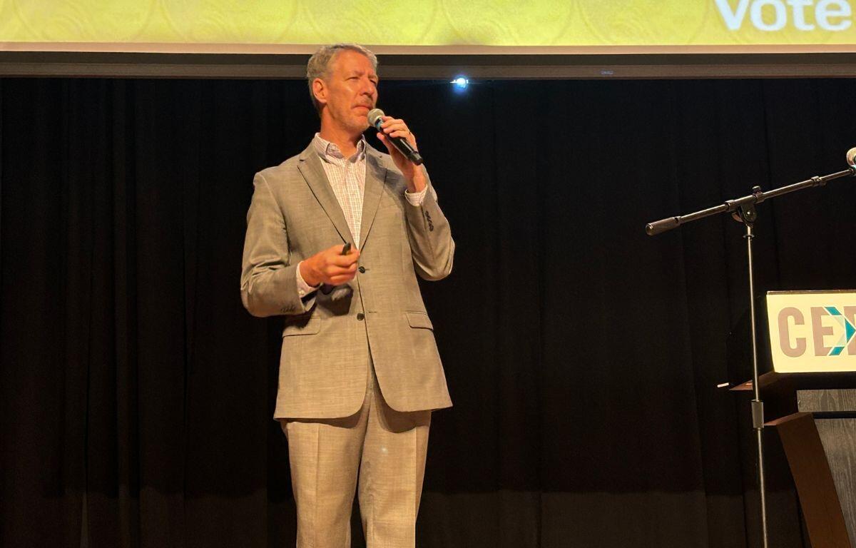 Kevin Sheilley speaks during the CEP ExCEPtional Breakfast.