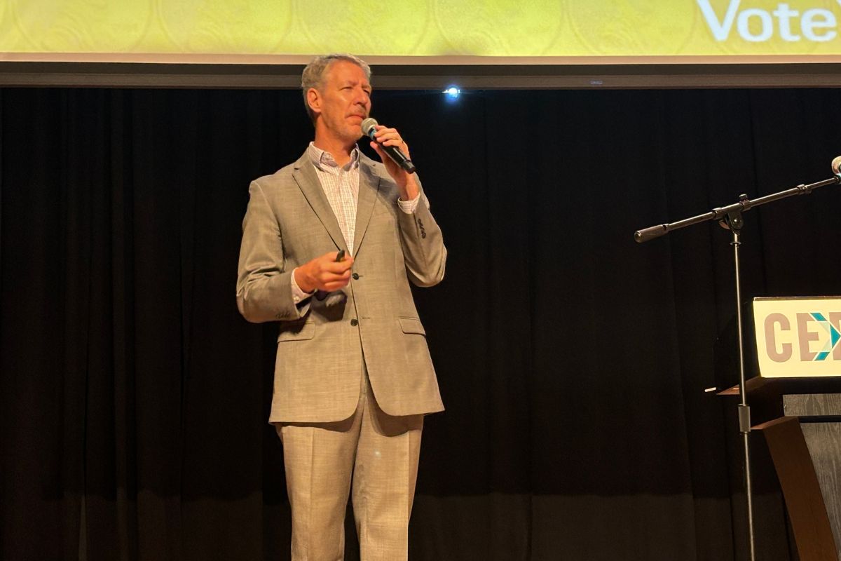 Kevin Sheilley speaks during the CEP ExCEPtional Breakfast.