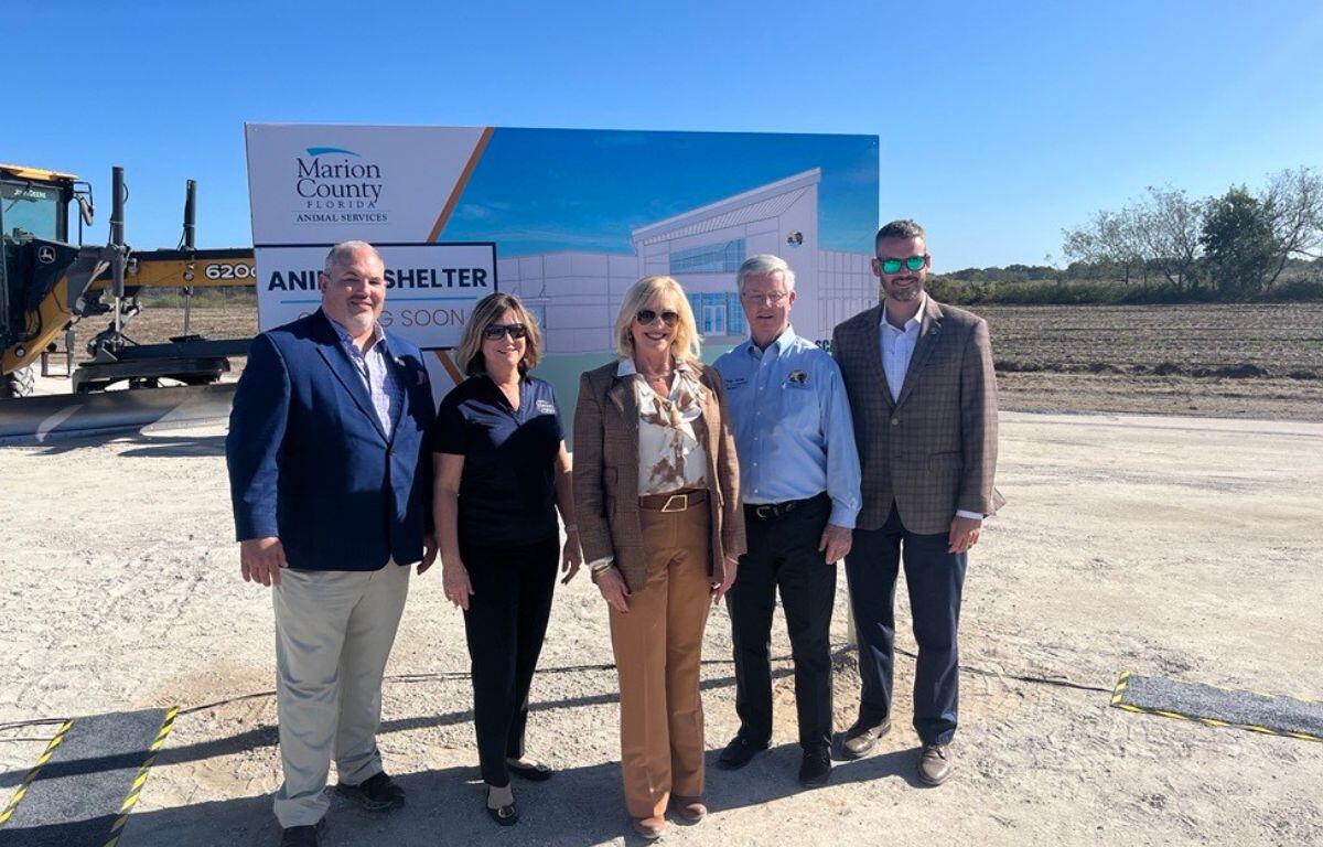 Marion County Commissioners break ground on the new Marion County Animal Shelter, set to open in December 2025. The project is a collaborative effort among multiple departments to enhance animal care and accommodate future growth.