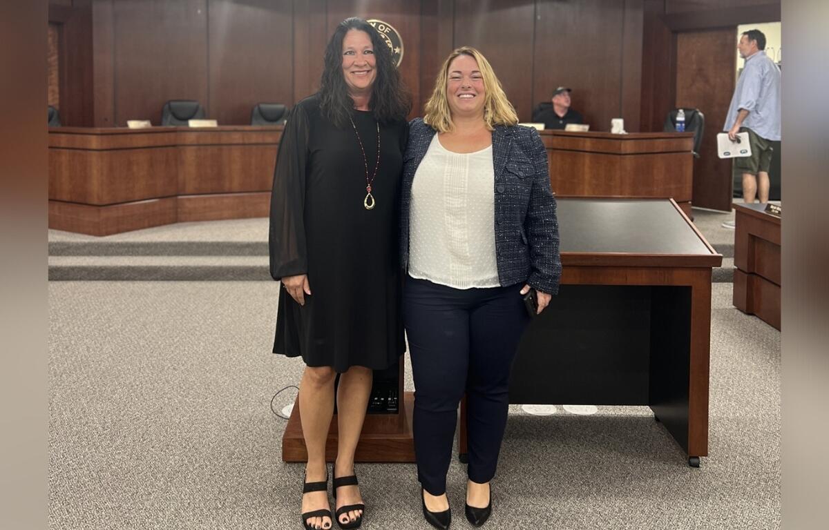 Belleview Mayor Christine Dobkowski (left) with incoming city administrator Mariah Moody.