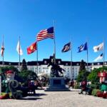 Front of The Equestrian Hotel at the World Equestrian Center in Ocala, decorated for Christmas.
