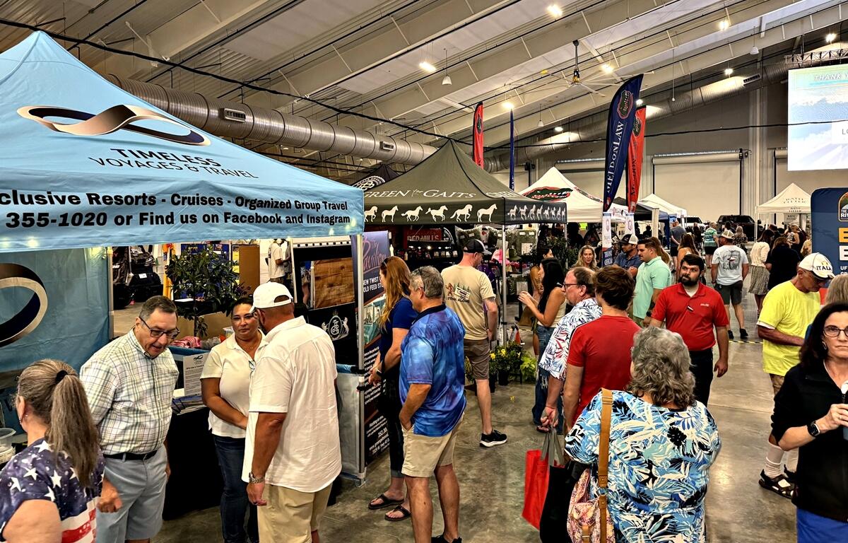 Photo of expo with horse-related items.