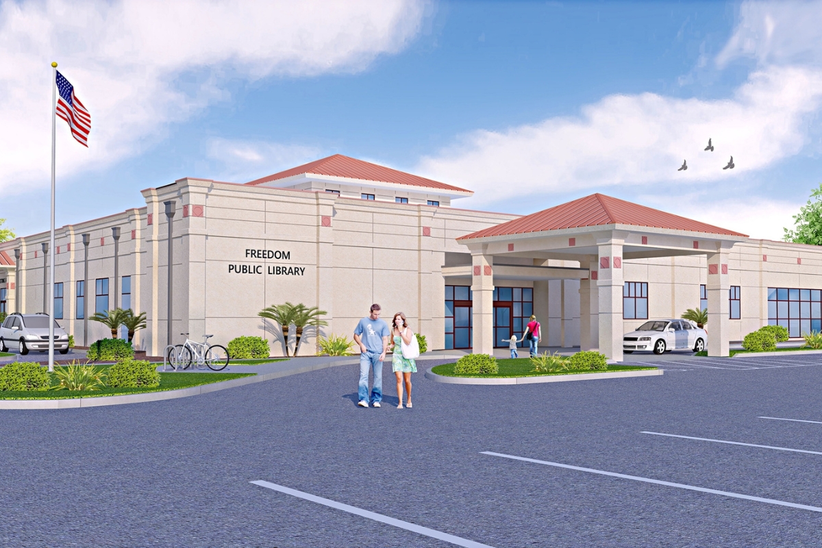 This is an artist's rendering of what Freedom Public Library will look like when the expansion is complete.