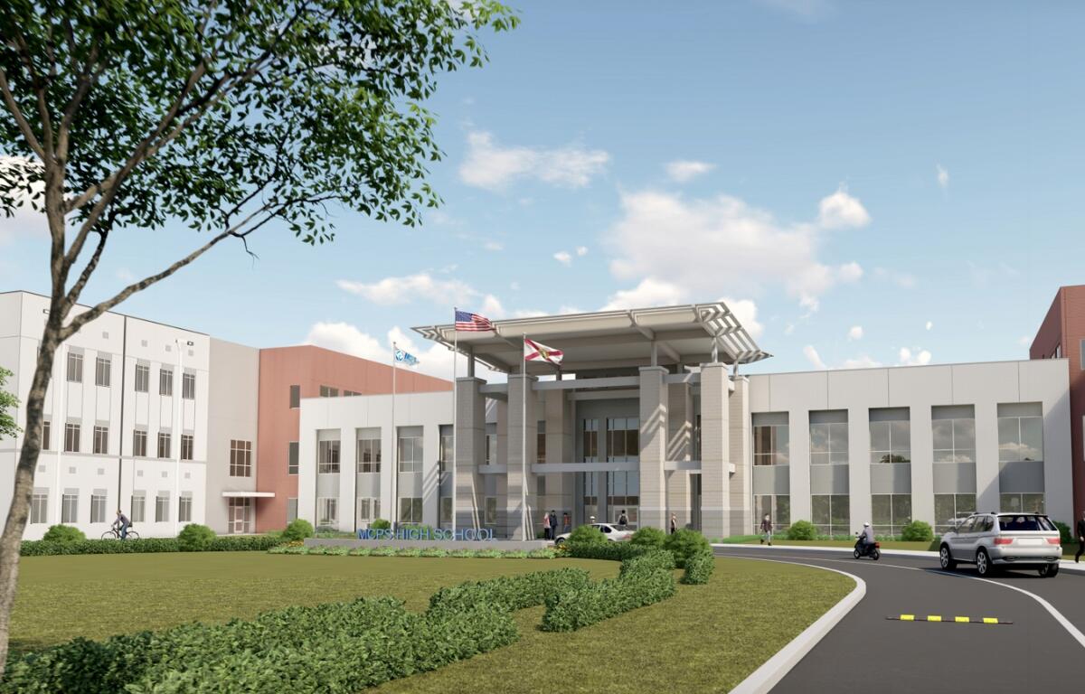 Artist rendering of New High School “CCC” entryway in Marion County.
