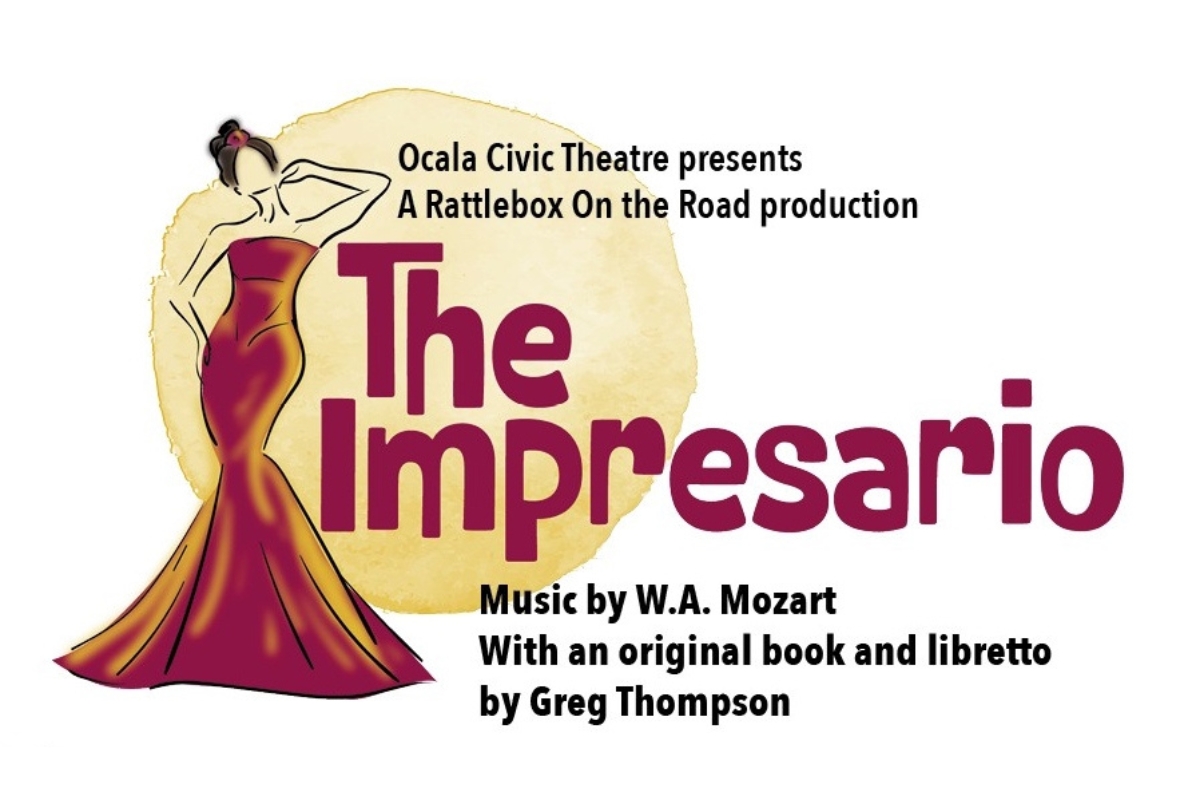 Graphic promoting the Ocala Civic Theatre's original musical "The Impresario."