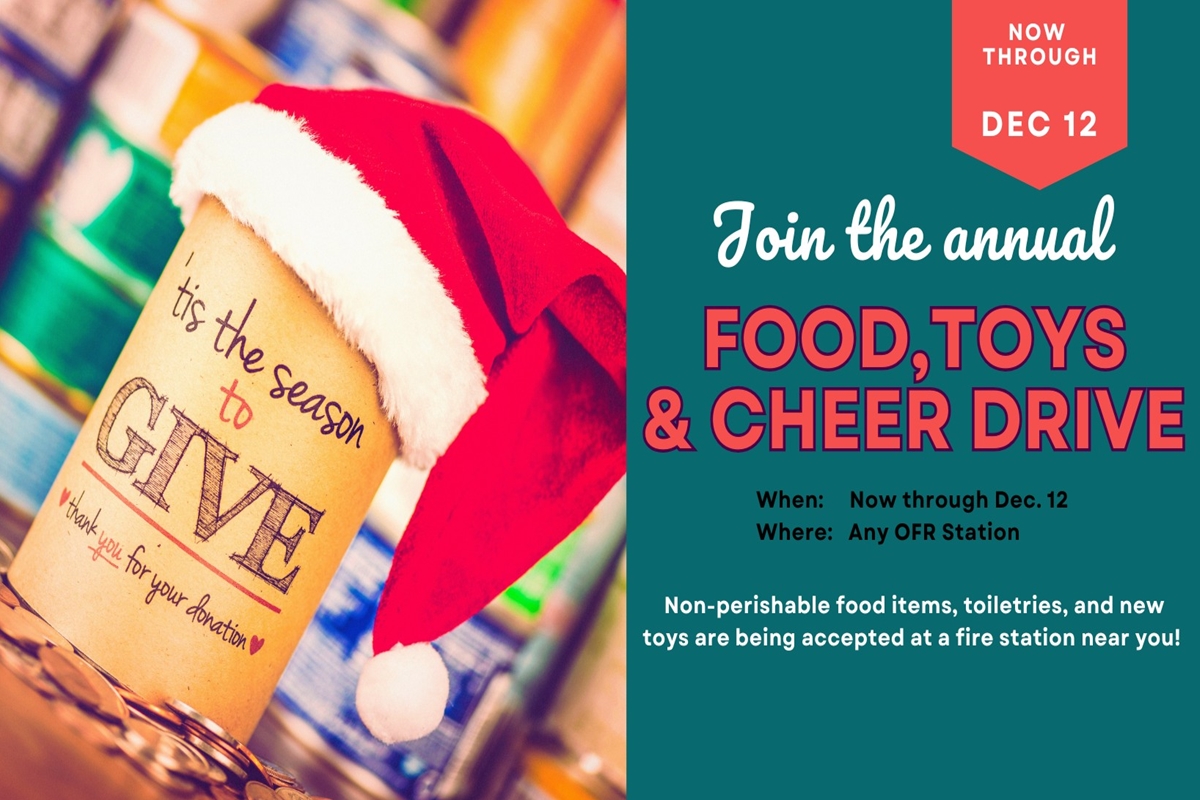Image is Ocala Fire Rescue's flyer for its holiday food drive to assist local families.