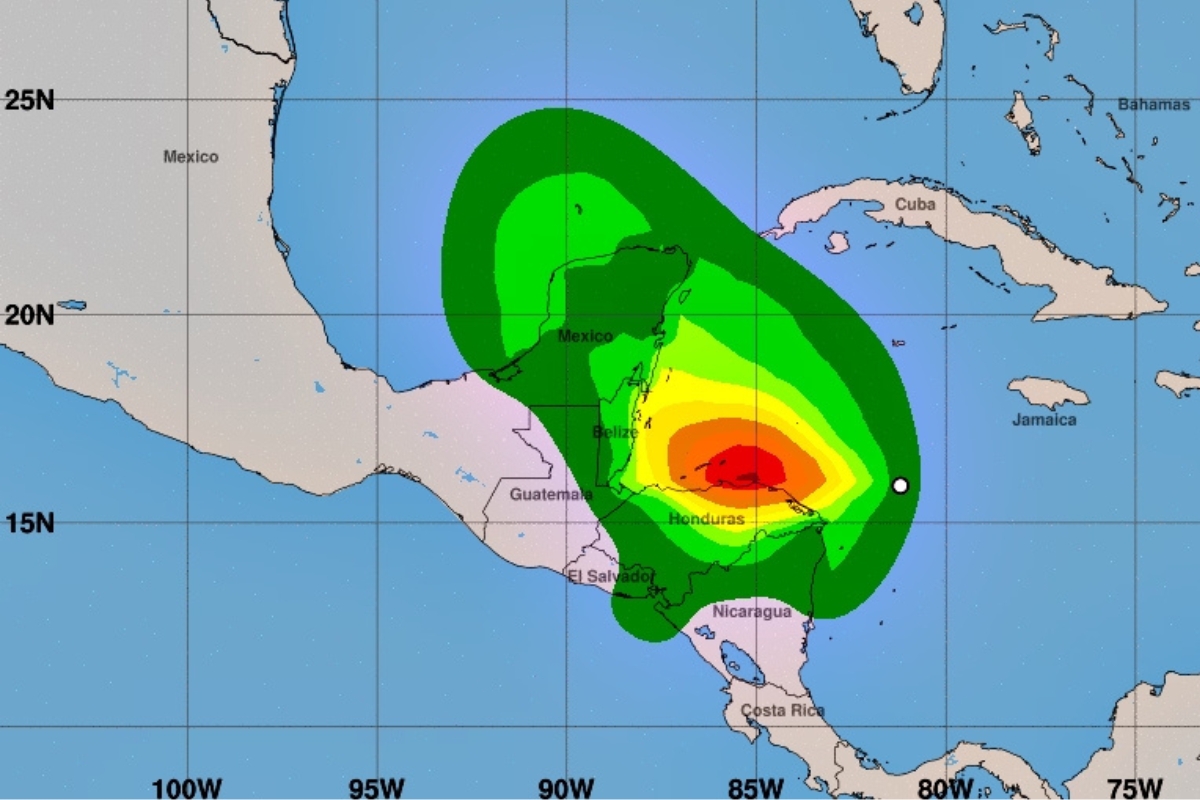 This screenshot of Tropical Depression 19 shows its current path as of 7 a.m. Nov. 14, 2024
