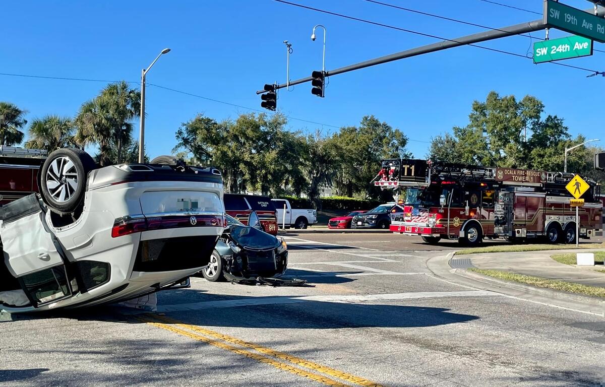 Overturned vehicle on Easy St/ SW 24th Ave.