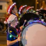 The Belleview High School and Middle School band entertains the crowd during the annual Ocala Christmas Parade.