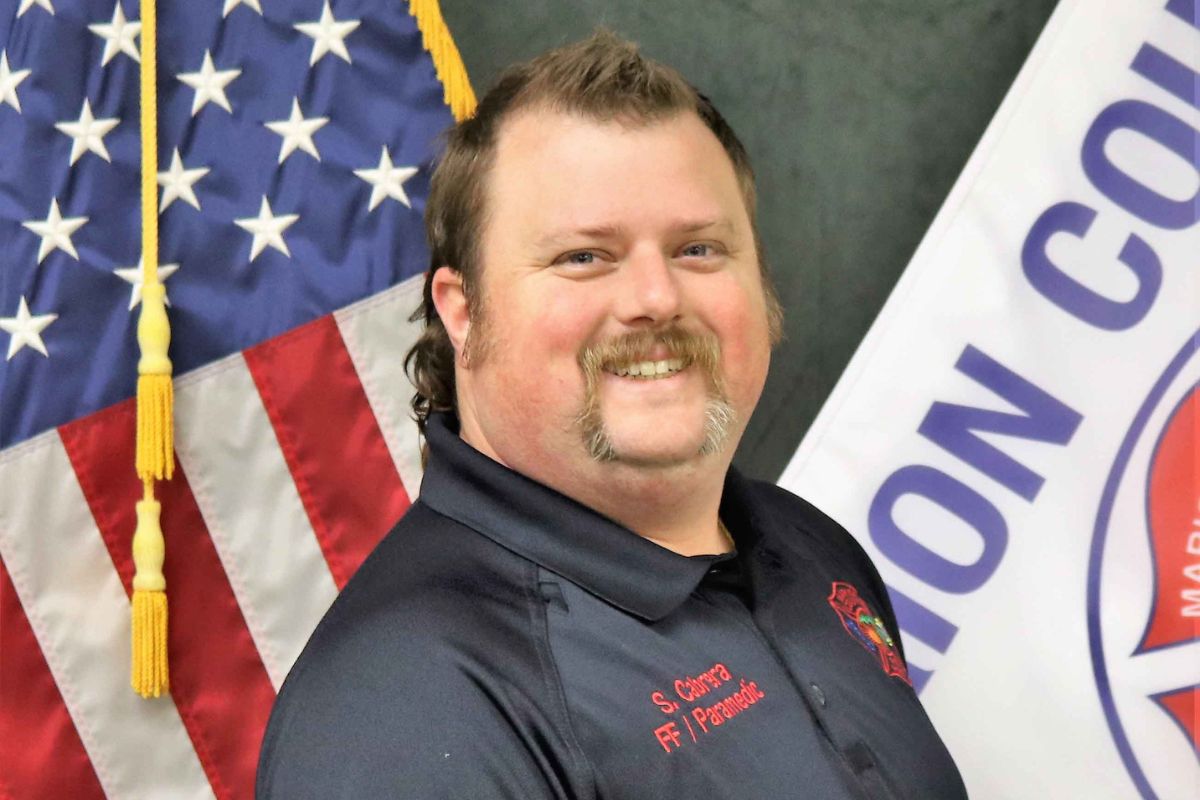 Photo shows MCFR paramedic stephen cabrera, who saved a driver from a fiery accident while off-duty