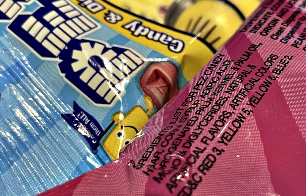 FILE - Pez candy, which contains red dye no. 3, is on display at a store in Lafayette, Calif., March 24, 2023. (AP Photo/Haven Daley, File)