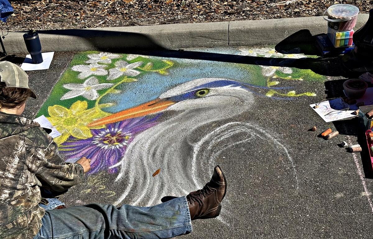 Participants showcase their chalk art at the 2025 OTrak Chalk Walk Competition held at Tuscawilla Art Park in Ocala, with winners receiving cash prizes and recognition for their creative talents.
