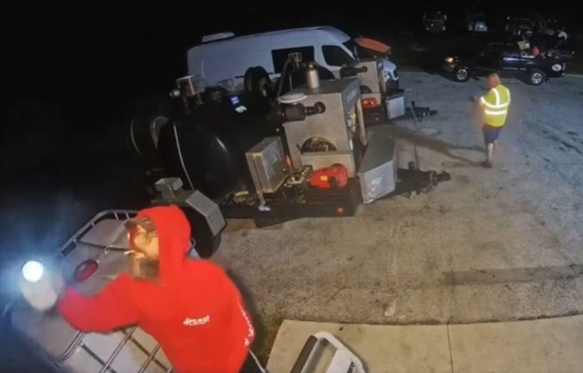 Footage from a Ring Camera captured two men stealing from a local business.