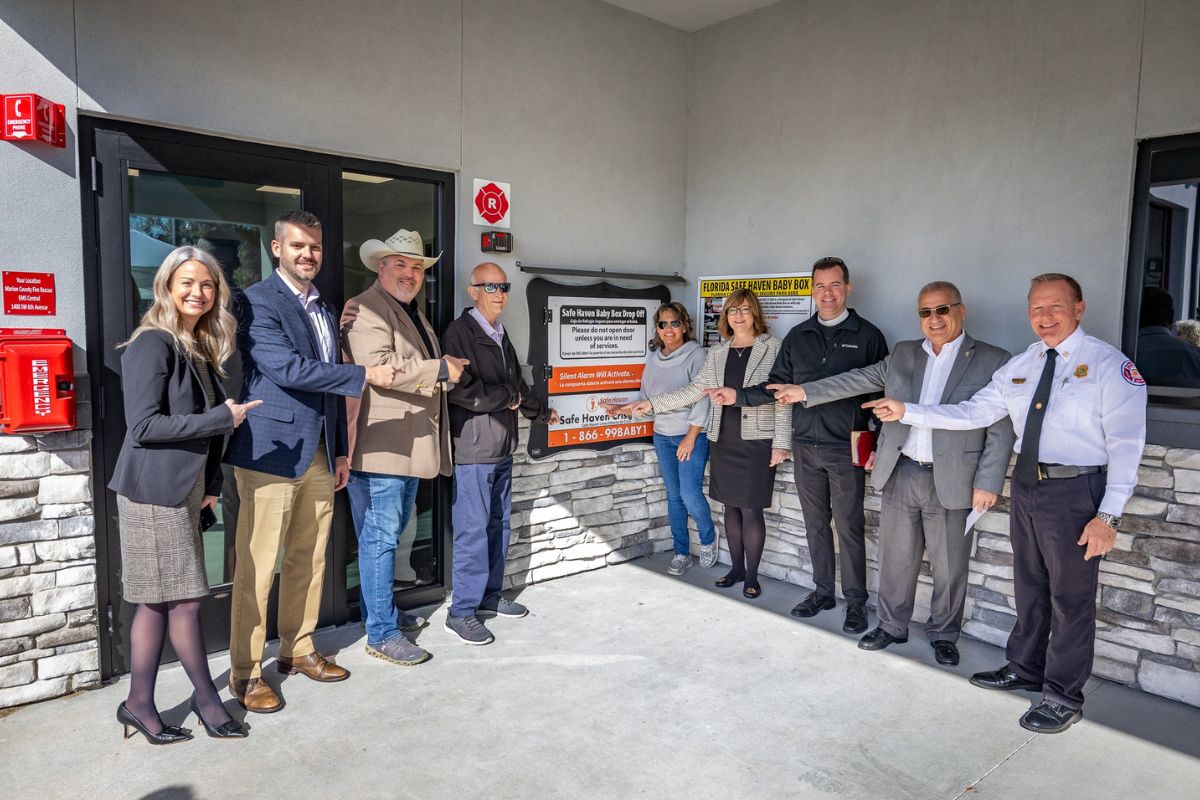 Prominent figures in Marion County came together at Marion County Fire Rescue's newest station, EMS Central, to honor the installation of the Safe Haven Baby Box.