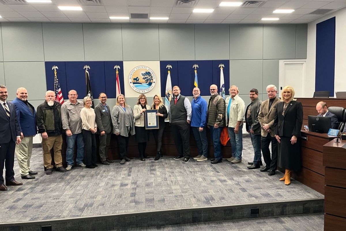 The Friends of the Christmas Parade, a cherished tradition in Ocala and Marion County, receive a certificate of recognition from the Marion County Board of Commissioners on Jan. 21, 2025.