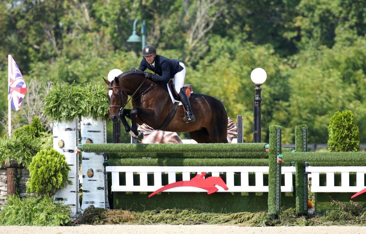 Ocala-based rider Josh Dolan and Something Blue placed third in the Platinum Performance/USHJA International Hunter Derby Challenge Round in Lexington, KY on Aug. 17, 2024.