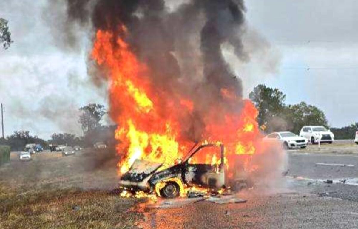 Off-duty firefighter Lt. Cody Murphy rescued a young woman trapped inside of a burning car, saving her life.