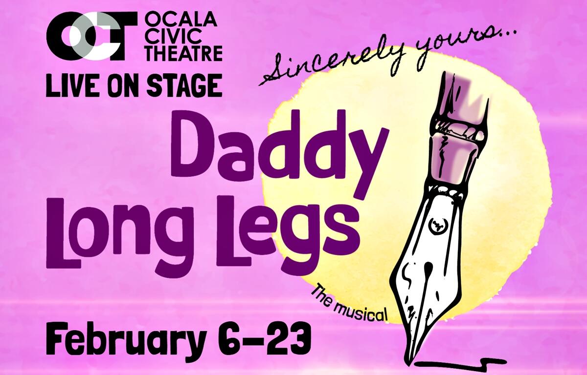 Megan Taylor as Jerusha Abbott and James R. Taylor III as Jervis Pendleton bring wit, charm, and heartfelt emotion to the stage in Daddy Long Legs, live at Ocala Civic Theatre from February 6-23.