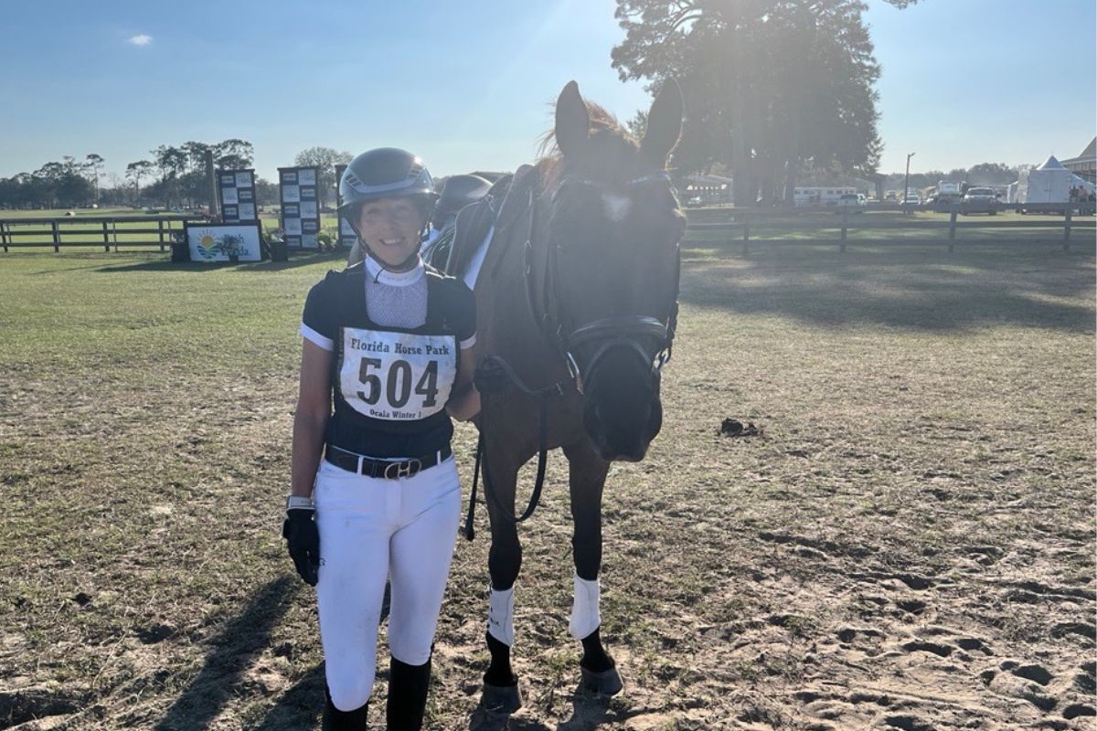 Kathleen Carrara and her 12-year-old Irish Sport Horse, Allu Jewel, compete in the Ocala I Winter Horse Trials at the Florida Horse Park on Feb. 8, 2025. The event, held Feb. 6-9, featured three phases of competition, including dressage, cross-country, and stadium jumping.