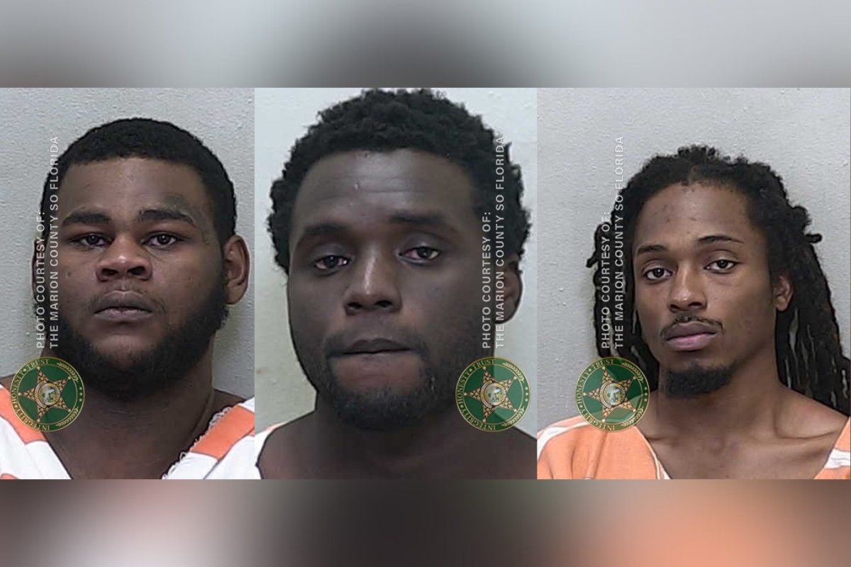 The Marion County Sheriff’s Office released mugshots of (from left) Dieuseul Charlemon, Zachri Frazier, and Zafarri Francis, who were arrested in connection with out-of-county murder investigations. The arrests were made in collaboration with the U.S. Marshals, Ocala Police Department, and other law enforcement agencies.