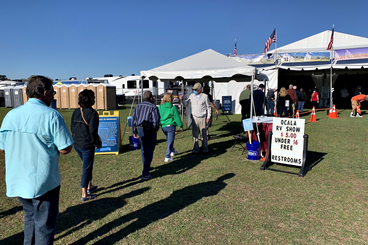 Visitors enter the Ocala RV Show at Florida Horse Park eager to explore the latest RV models and accessories from top local dealers.