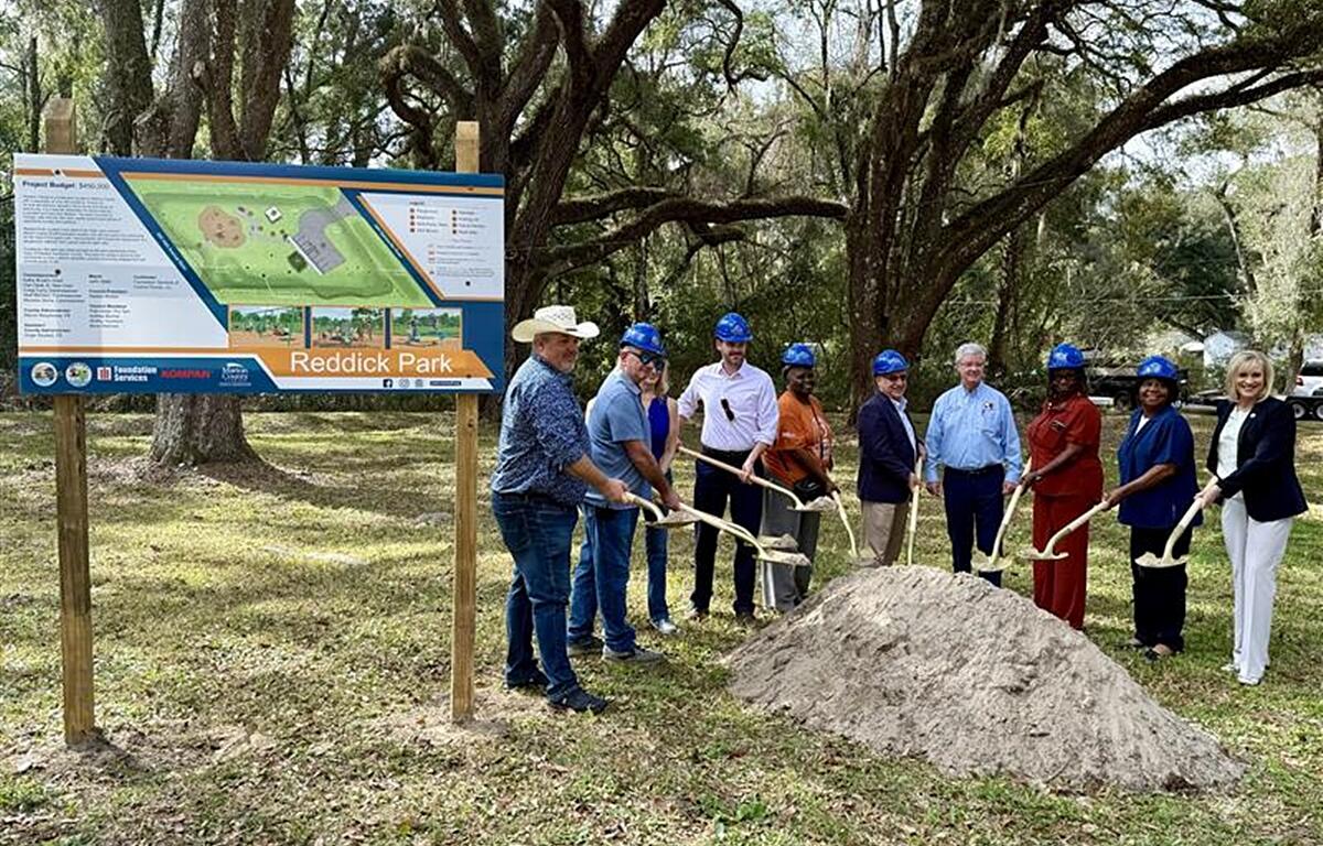 Marion County officials and community leaders break ground on the future Reddick Park, marking the start of an exciting new recreational space for families and visitors.