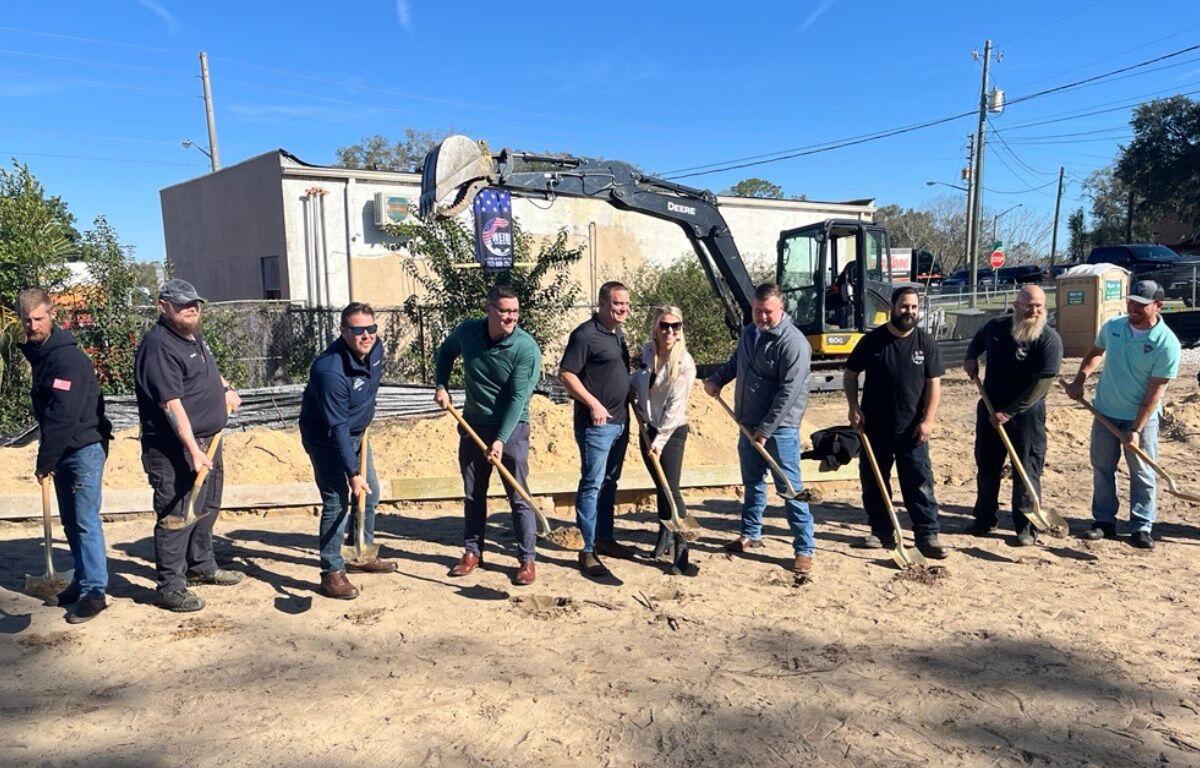 Representatives from the Ocala Metro CEP and Weide Automotive break ground on the shop’s expansion in Ocala, Fla., on Feb. 21, 2025. The veteran-owned business is increasing its space from 1,200 to 5,800 square feet to better serve the community.