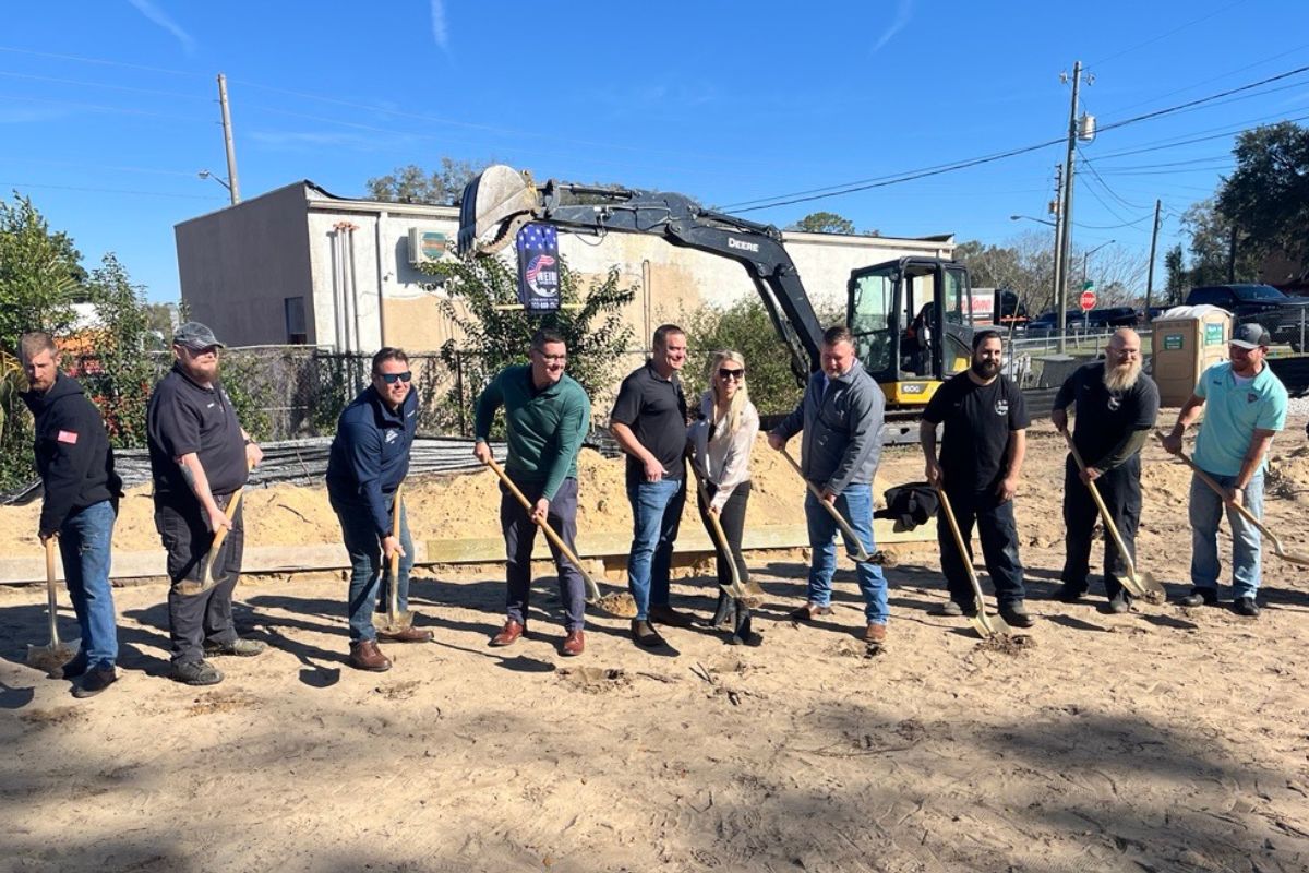 Representatives from the Ocala Metro CEP and Weide Automotive break ground on the shop’s expansion in Ocala, Fla., on Feb. 21, 2025. The veteran-owned business is increasing its space from 1,200 to 5,800 square feet to better serve the community.