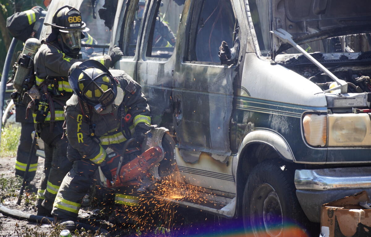 Van catches fire next to RV off of NW 9th St.