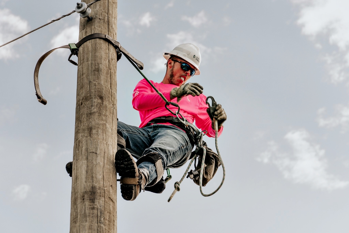 Corey attempts the egg climb at the Florida Lineman's Rodeo.