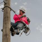 Corey attempts the egg climb at the Florida Lineman's Rodeo.