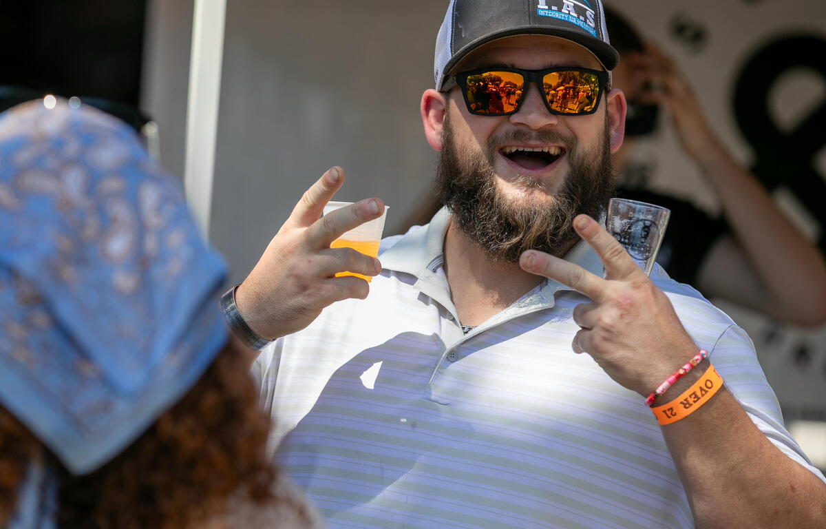 Tyler Sutherland enjoyed two beers during the 11th Annual Brick City Beer and Wine Festival at Citizen Circle in Ocala, FL on Saturday, April 19, 2025. Courtesy: Alan Youngblood/352today