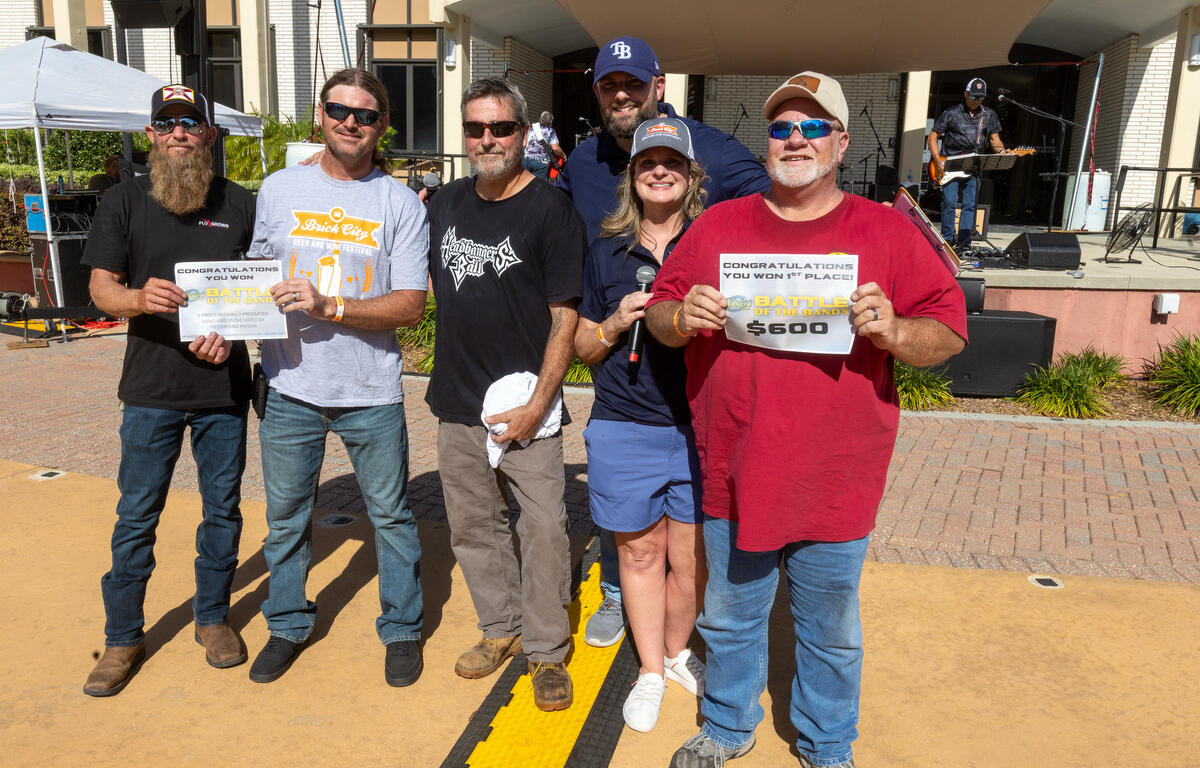 Southern Society wins first place in the Wind-FM Battle of the Bands at the 11th Annual Brick City Beer and Wine Festival at Citizen Circle in Ocala, FL on Saturday, April 19, 2025. Courtesy: Alan Youngblood/352today